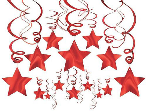 Picture of RED STAR HANGING SWIRL- 30PK